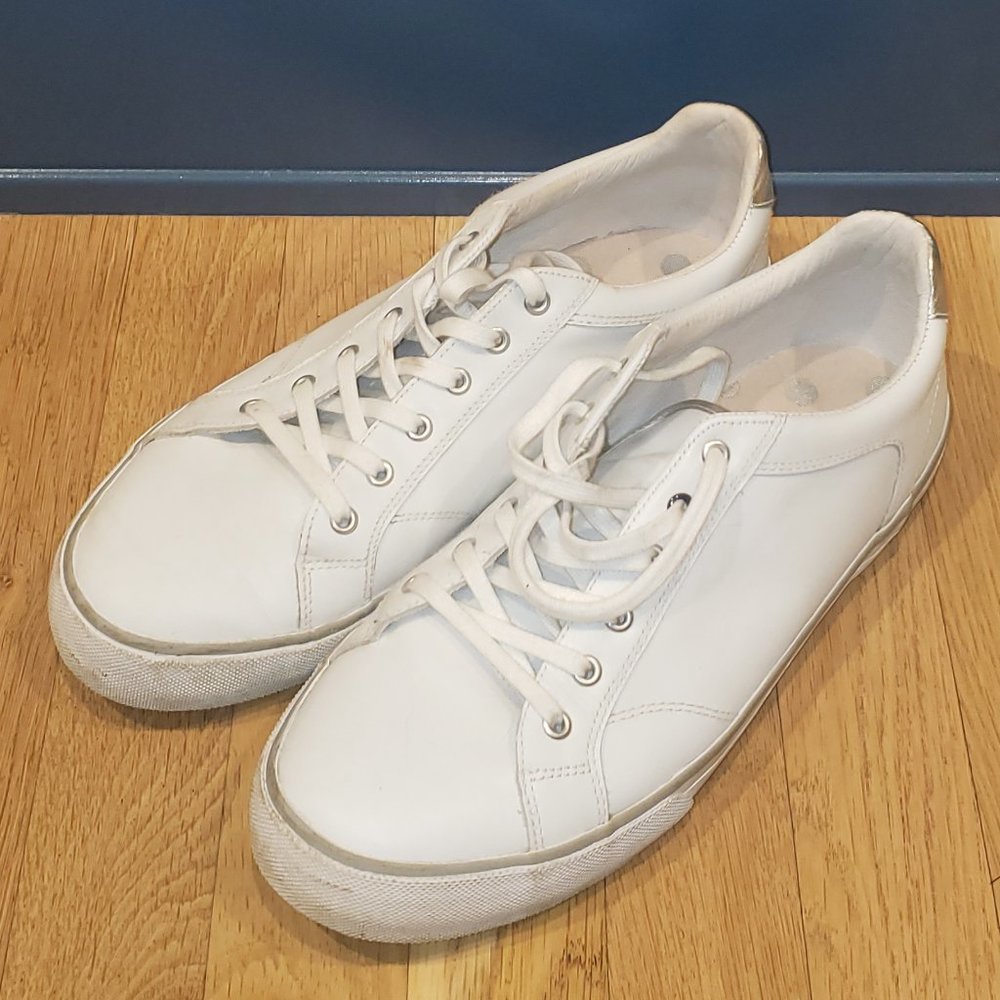 Boden White Leather Tennis Shoes (Trainers), 42 EU (10.5 US)